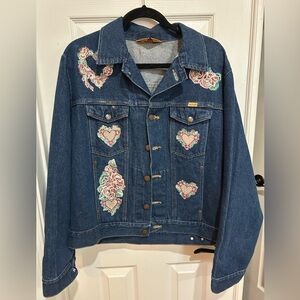 Rustler Blue Country Cowboy Denim Patches Jean Jacket Large